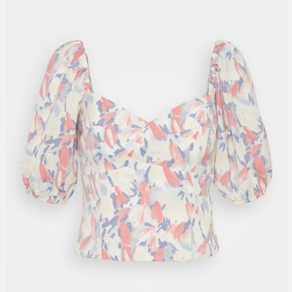 Abercrombie Floral Corset Puff Sleeve Top - Size XS - Picture 2 of 5